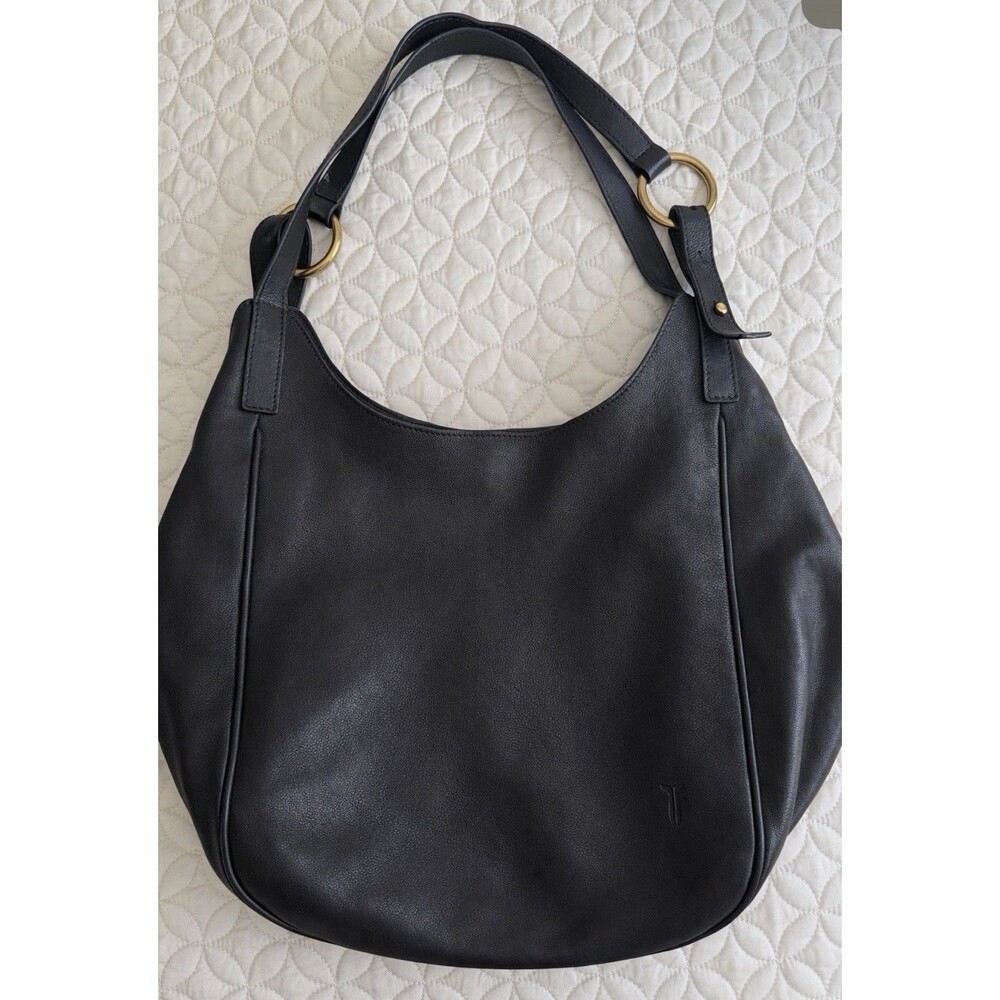 Frye Black Leather Shoulder Crossbody Bag with Gold Rings